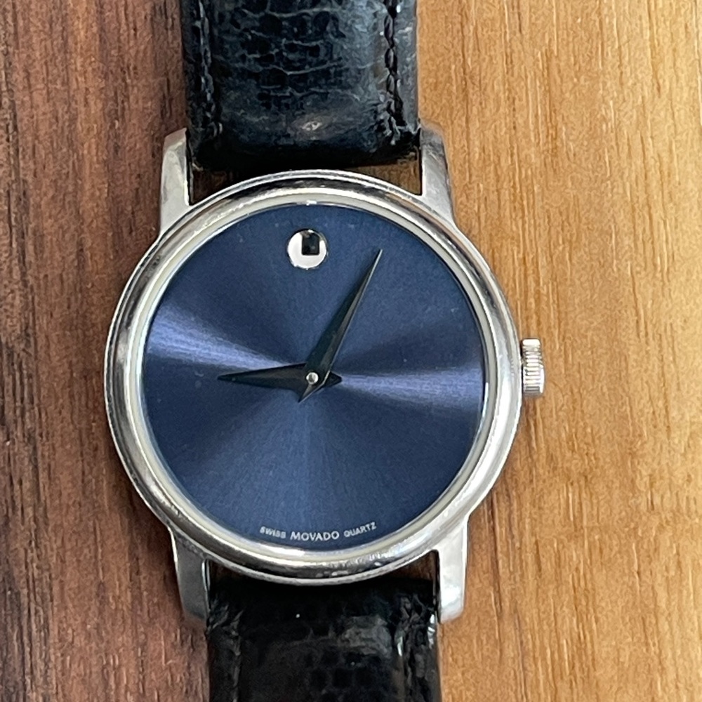 Movado Woman’s Watch with Blue Face and Leather band